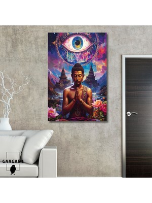 Gaagart Tekli Dikey Kanvas Tablo Renkli Sanatsal Buda Heykeli