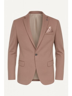 Plus Scorpion Vizon Erkek Blazer Ceket – Esnek Comfort Kumaş, Italyan Kesim, Tek Düğmeli Slim Fit Şık Model