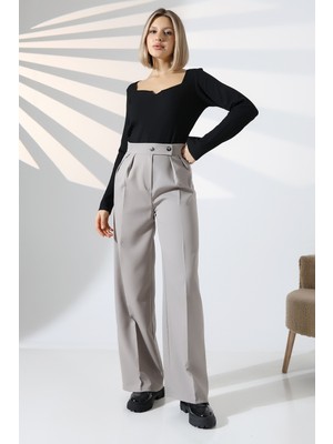 Lubiti Kadın Palazzo Yüksek Bel Çift Düğmeli Pantolon
