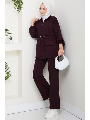 İlkimay.com Kapak Cepli Oysho Ikili Takım 1652 - Mürdüm