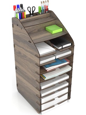 Tower Ofis Masaüstü Organizer 10 Kat Letter A4 Evrak Rafı (Ceviz)