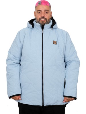 ModeXL Mode Xl Erkek Kapitone Mont 25708 Mavi Renk Kapüşonlu Büyük Beden Sonbahar Kış