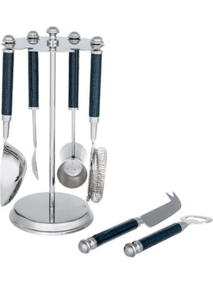 Lamedore La Medore Blue Croco Leather Bartool Set  L 4X14X27 cm