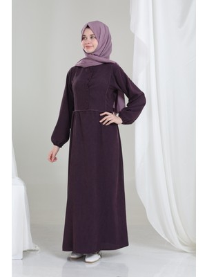 Giyinse Melora Kız Çocuk Kadife Elbise Mürdüm