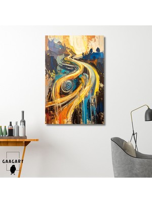 Gaagart Tekli Dikey Kanvas Tablo Soyut Sanatsal Renkler Geçmişe Yolculuk