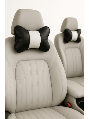 Oto Boyun Yastığı Seti Ortopedik Araç Içi Seyahat Yastığı (Beyaz)