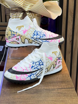 Homiro Erkek Likralı Çoraplı Halısaha  Spor Ayakkabı- Beyaz Altın