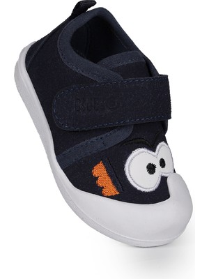 Kiko Kids Cookie Cırtlı Kız Bebek Ortopedik İlk Adım Ayakkabı Lacivert Tekstil Taban Düz