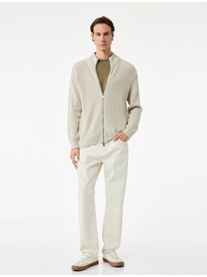 Koton Uzun Kollu Pamuklu Tam Fermuarlı Triko Hırka