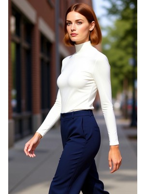 PayBuy Kadın Fitted Balıkçı Yaka Uzun Kollu Basic Siluet Esnek Örme Bluz Cool & Comfort Tarzıyla Günlük