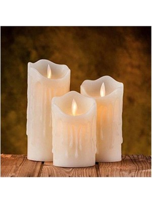 Lu Krem Erimiş Görünümlü LED Mum