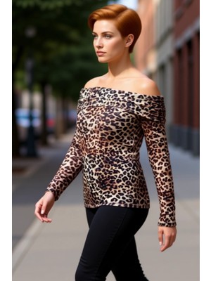 PayBuy Kadın Carmen Yaka Transparan Örme Büyük Beden Uzun Kollu Kaliteli Şık Rahat Modern Zarif