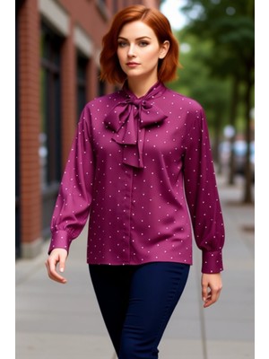 PayBuy Büyük Beden Puantiyeli Dokuma Bluz Şık Detaylar ve Konforlu Tasarım Kaliteli Şık Rahat Modern