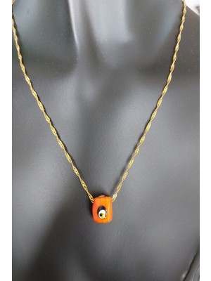 Özgür Takı 925 Ayar Gümüş 24 Ayar Altın Kaplama Nazar Boncuklu Singapur Zincir