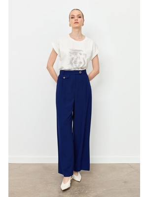 Accort Düğme Detay Bol Pantolon-Lacı