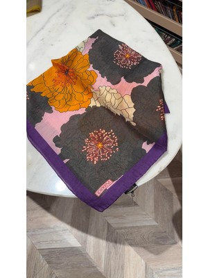 İpekevi Ipekevi Desenli Tensel Eşarp Gri Pudra