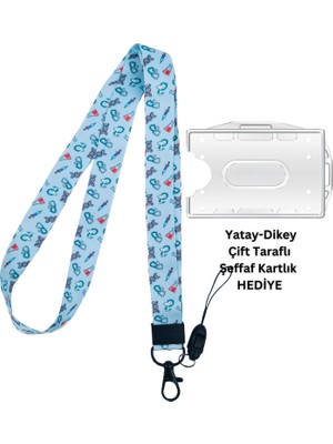 Doktorbonem Mavi Şırınga Stetoskop Kart Askısı Yaka Kartı Boyun Askı Ipi Telefon Askısı Yatay Dikey Kart Koruyucu