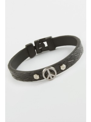 Fantastik Store Barış Işareti Kaliteli Suni Deri Bileklik