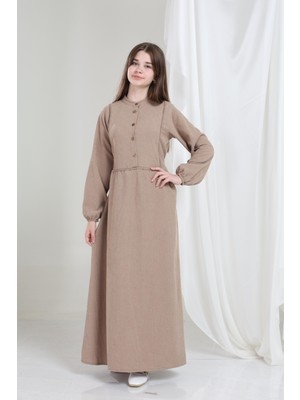 Giyinse Melora Kız Çocuk Kadife Elbise Bej