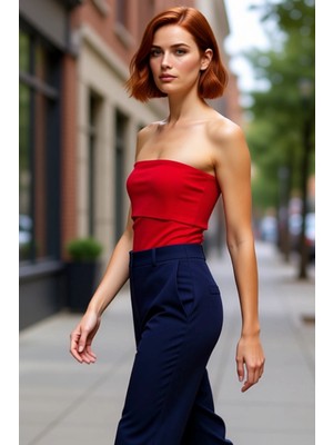PayBuy Straplez Yandan Fermuarlı Krep Örme Bluz Modern Stil Trend Tasarım Yüksek Kalite