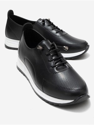 Ccway Kum Baskılı Yumuşak Tabanlı Kadın Ayakkabı Siyah Cilt