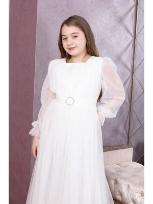 Giyinse Tüllü Abiye Model Beyaz