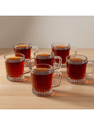 Zürih Collection Kristal Kulplu Çay Fincanı-Çay Bardağı- Su Bardağı 6 Parça