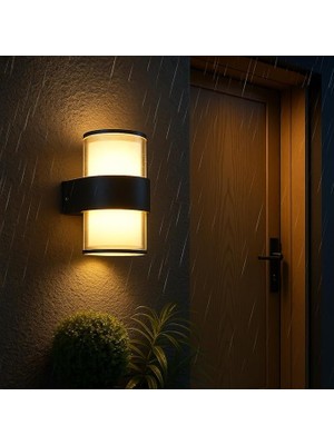 LED Duvar Aplik 12W IP54 – Günışığı 3200K, 1170 Lümen, Su Geçirmez Iç ve Dış Mekan Aydınlatma, Bahçe Balkon Teras Ev Koridor Için