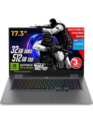 Lenovo Loq 17IRX10 Aı Intel Core I5-13450HX 32GB Ddr5 512GB SSD Rtx 5050 8gb Gddr7 17.3 IPS 165Hz Fhd Freedos 83JH00BDTR Dizüstü Bilgisayar (Yapay Zeka Destekli)