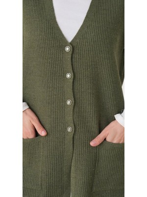 Kadın Anne Büyük Beden Fitilli Yün Triko Yelek