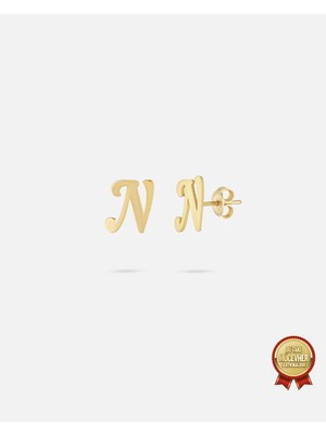 14 Ayar Altın Harfli Küpe