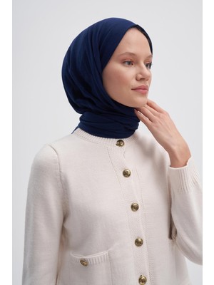 Carell Organik  Kırışık  Şal Koyu Lacivert