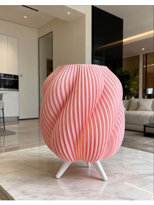 Abajur Mavi Renk Modern ve Minimalist Tasarım, Oval ve Yanal Çizlileriyle Bulunduğu Yerde Muhteşem Görsellik Sağlar