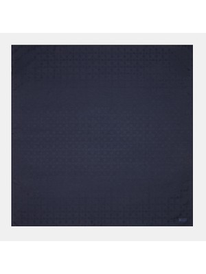 Vakko Monogram Pamuk Ipek Eşarp 40829-KOYU Lacivert