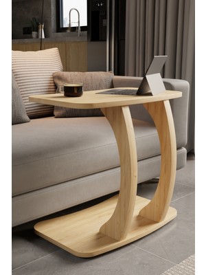 Eda Hacıoğlu Edam Bedding Group Dikdörtgen C Model Yan Sehpa Modern Koltuk Tekerlekli Yan Laptop Masası