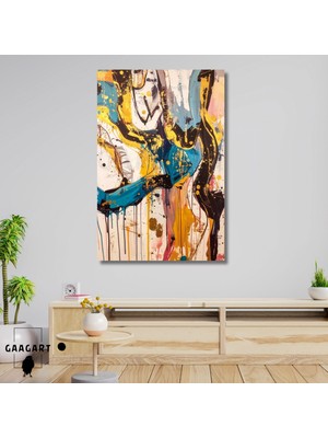 Gaagart Tekli Dikey Kanvas Tablo Soyut Sanatsal Renkler