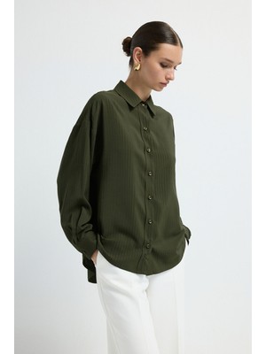 Adl Çizgili Gömlek Haki 13045809000