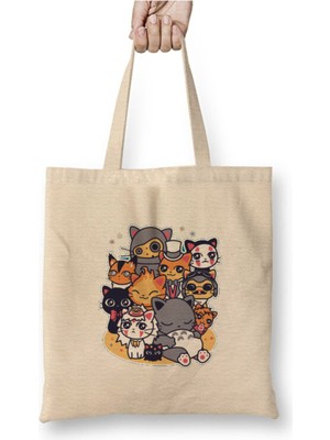Toyaso Spirited Away Cats Totoro Hayao Miyazaki Kediler Beyaz Bez Çanta Uzun Saplı Alışveriş Çantası