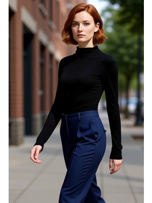 PayBuy Kadın Fitted Dik Yaka Uzun Kollu Asimetrik Crop Bluz Cool & Comfort Koleksiyonuyla Kış