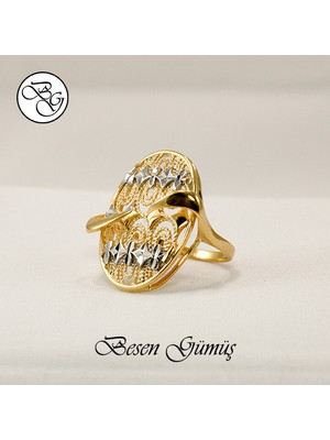 Besen Gümüş Oval Sarı Taşsız Arpaş Kadın Gümüş Yüzük