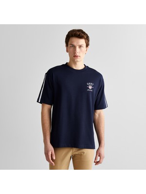 Gant Erkek Lacivert Relaxed Fit Bisiklet Yaka Logolu T-Shirt
