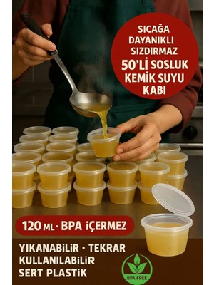 Open Home Concept 120 ml Kendinden Kapaklı Şeffaf Sosluk – Sızdırmaz, Sıcağa Dayanıklı, Tekrar Kullanılabilir 50’li Set