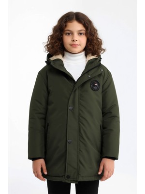 D1fference İçi Kürklü Cepli Kapüşonlu Jel Elyaflı Su ve Rügar Geçirmez Kız Çocuk Kışlık Mont