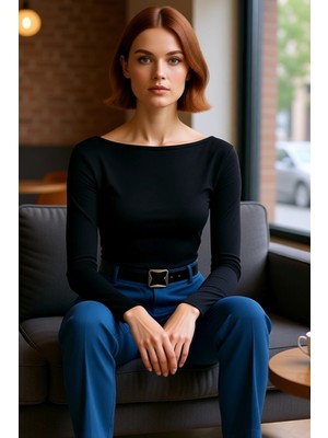 FRM Kadın Esnek Fitilli Örme Üst Sırt Dekolteli Tasarım Günlük Kullanım Için Ideal Kaliteli Şık