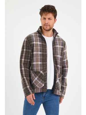 Polo State Erkek Ekose Desenli Ceket  Kahverengi