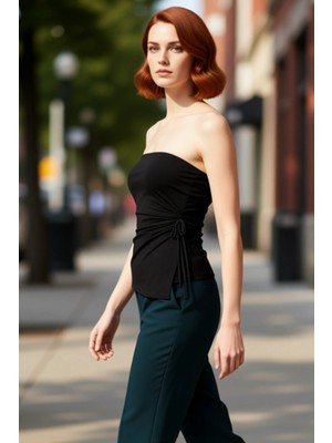 PayBuy Kadın Straplez Detaylı Örme Bluz Şık ve Modern Tasarım Kaliteli Şık Rahat Modern Zarif Günlük