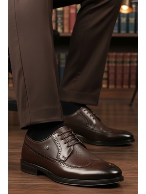 Pierre Cardin Kahverengi Hakiki Deri Erkek Klasik Ayakkabı Bağcıklı 1571116 M Kısa Taban