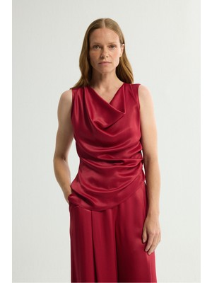 Love My Body Degaje Yaka Kolsuz Bluz Bordo 115L9499001