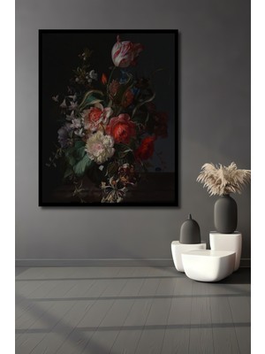 Teona Ahşap Dekoratif Ahşap Dikdörtgen Tablo Çiçek Buketi Çerçeve Görünümlü