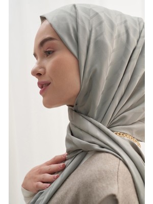 Carell Baklava Desen Pamuk Ipek Şal Açık Gri